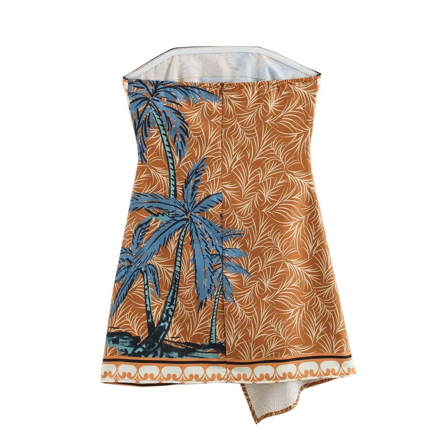 Strapless collar asymmetrical sleeveless short skirt dress for women