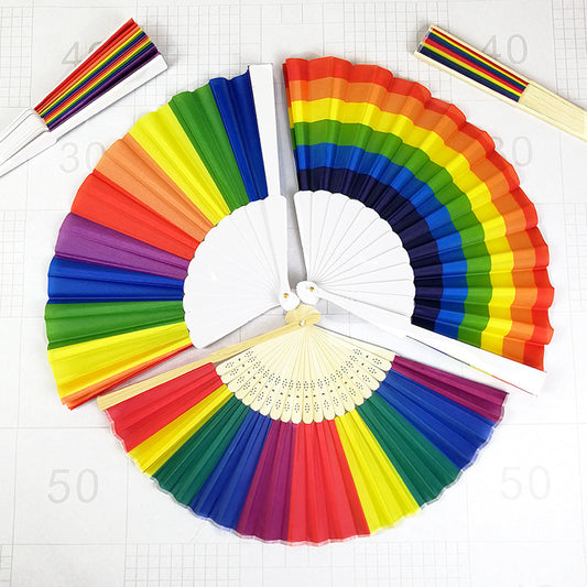Rainbow Fan Gay Fan Pride Festival Fan 21cm 23cm 33cm