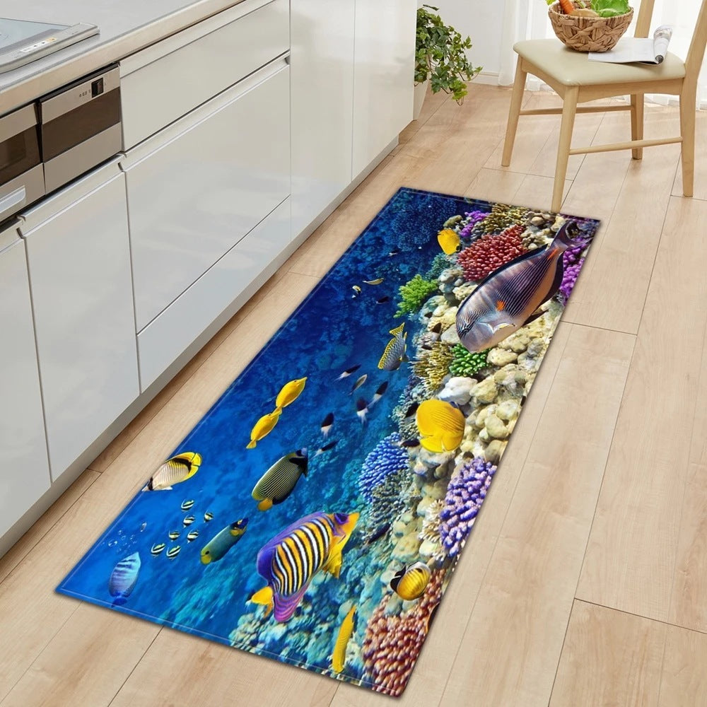 Modern Kitchen Mat Long Strip Bedroom Entrance Doormat 3D Pattern