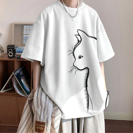 Men's New Fashion Cat Print Top