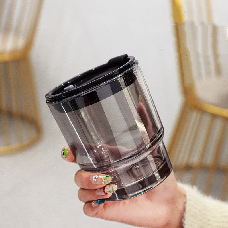 Creative Portable Bamboo Cup With Lid Straw Glass