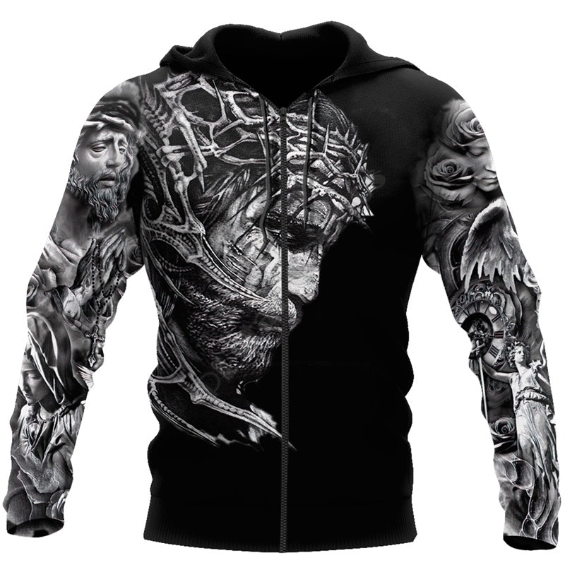 Christian Religious Pattern Good Crucifixion Digital 3D Full Print Sweatshirt