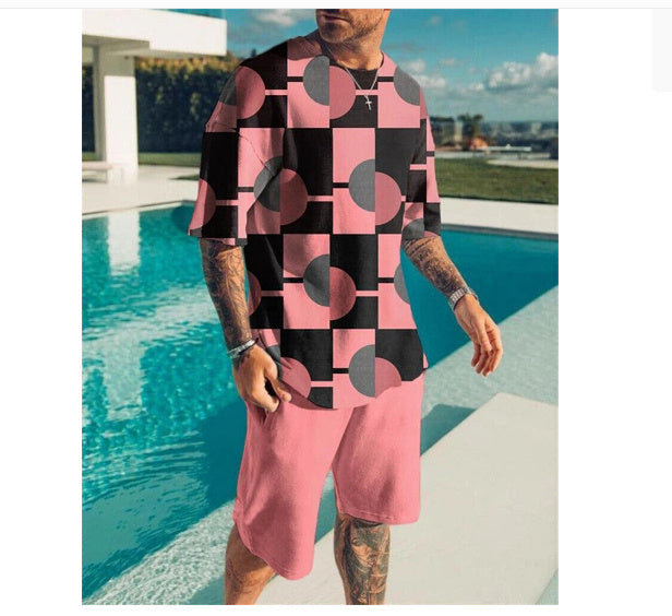 Men's Playing Card Summer Short Sleeve T-Shirt Set