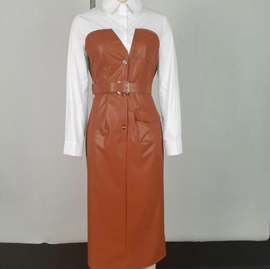 New Temperament Commute Stitching Contrasting-color Dress