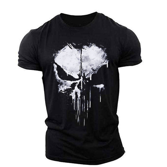 Men's Round Neck Short Sleeve T-Shirt The Punisher Skull