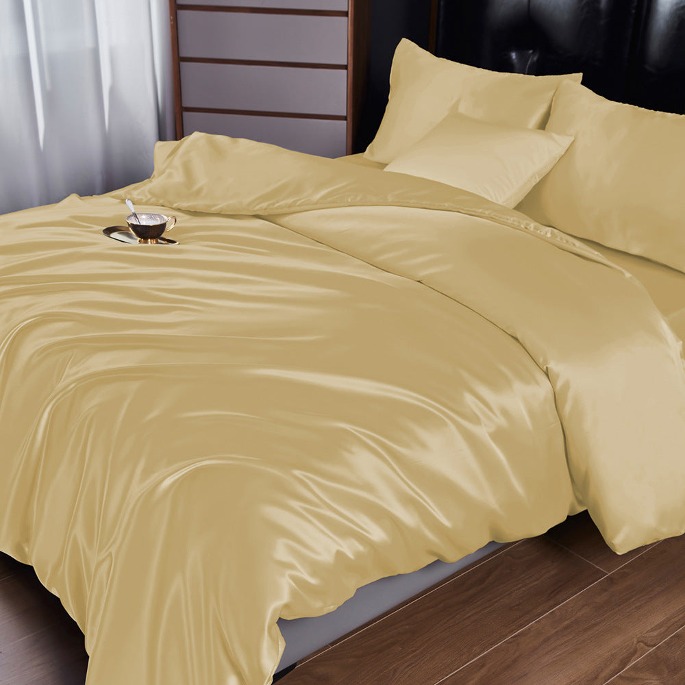 Pure Color Satin Silk-like Four-piece Set