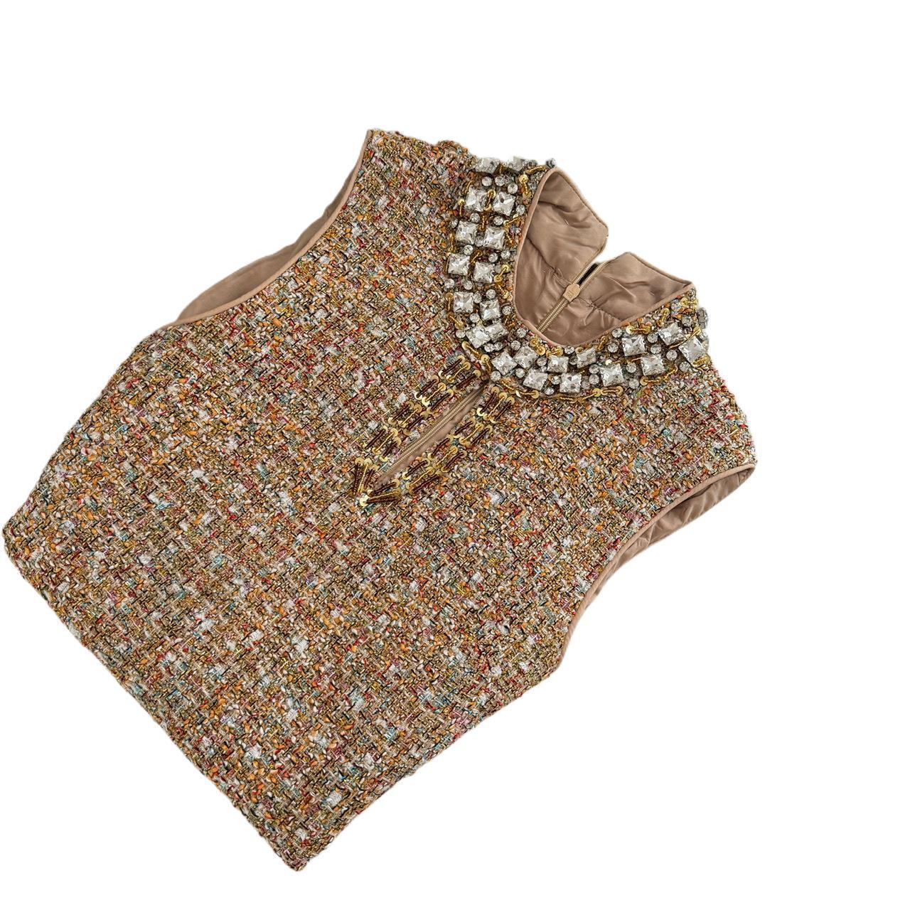 Beaded Cinched Sleeveless Dress