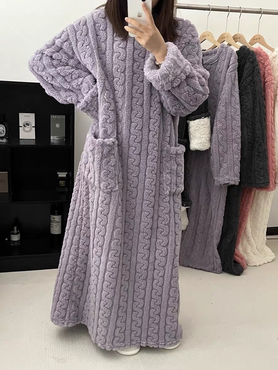 Women's Coral Fleece Thermal Long Nightgown