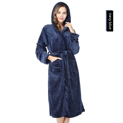 Women's Polyester Hooded Nightgown Homewear Hotel Couple Bathrobe