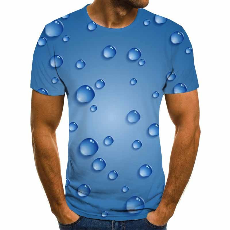 Raindrop Liquid Print 3DT Shirt Men's Fashion Trendy Short Sleeve