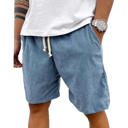Men's Corduroy Shorts With Drawstring Fashion Casual Pockets Pants Summer