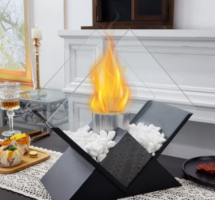 Desktop Alcohol Fireplace Real Fire Portable Viewing Heating Rhombus
