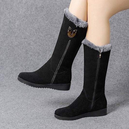 New Style Large Cotton Mid-tube Boots Women's Warm And Non-slip