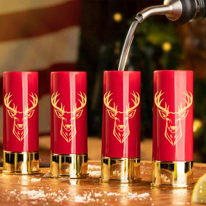 4 Deer Heads 1.5 Ounces - Reusable High-quality Plastic Bullet Cup, Suitable For Whiskey, Cocktails, And Wine, Perfect For Bars, Parties, And Gifts