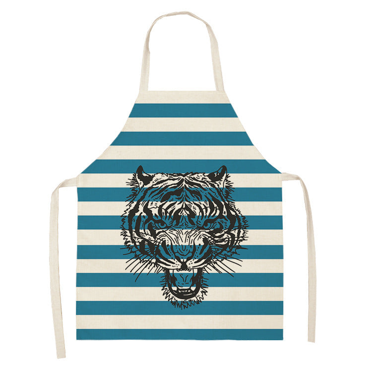 Simple Cartoon Tiger Cotton And Linen Apron Home