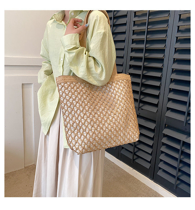 Hollow Out Paper Rope Woven Fashionable Shoulder Bag