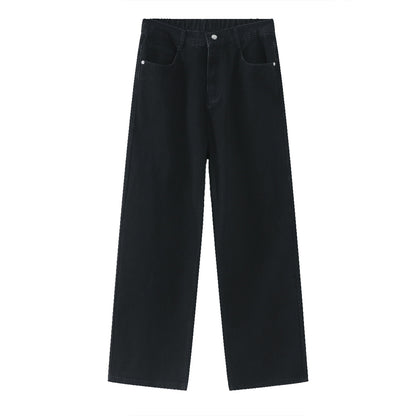 Korean Version Loose Elastic Waist Straight Casual Jeans For Men