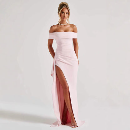 Women's Fashion Temperament Solid Color Slim Sleeveless Split Dresses