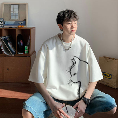 Men's New Fashion Cat Print Top