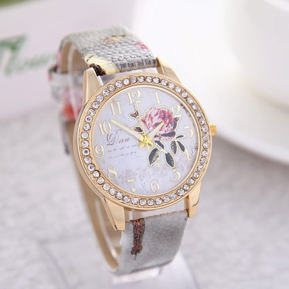Chinese style flower pattern ladies quartz watch