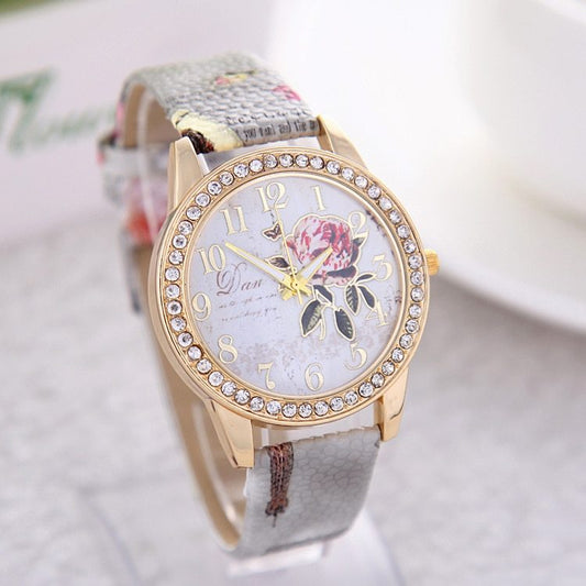Chinese style flower pattern ladies quartz watch