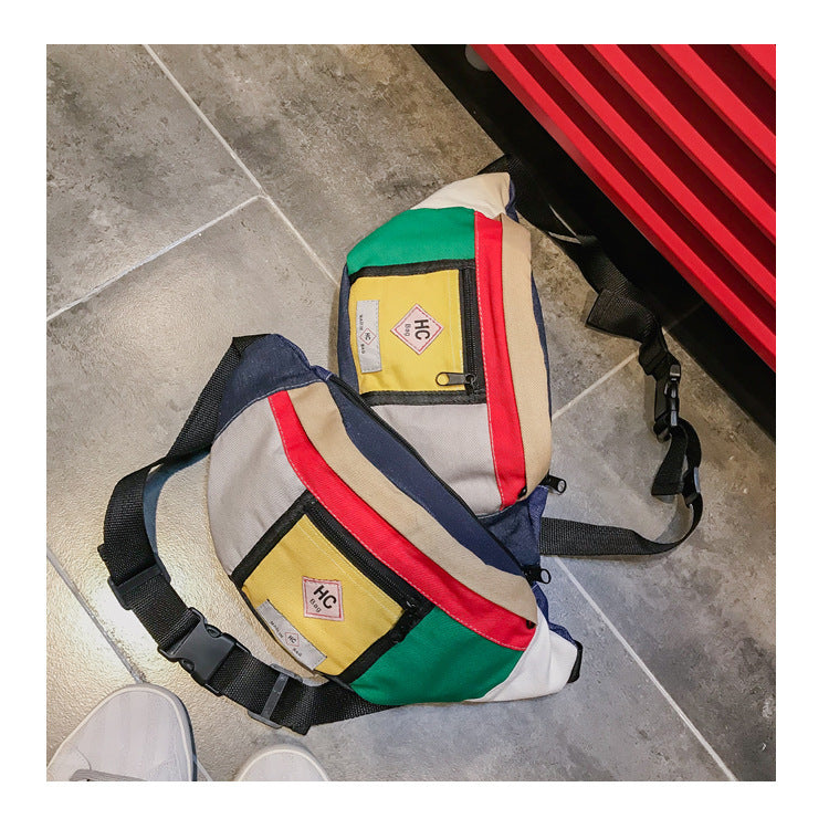 Contrast canvas bag mini sports chest