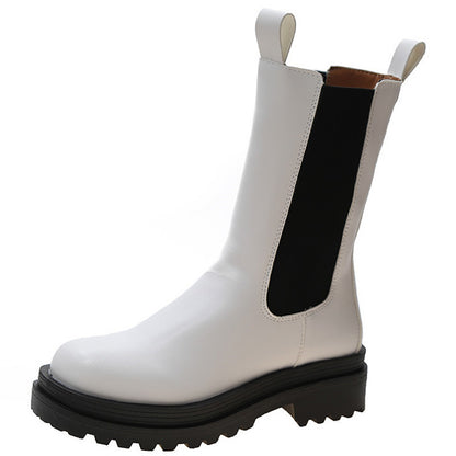 British Style Boots Thick-soled Elastic New