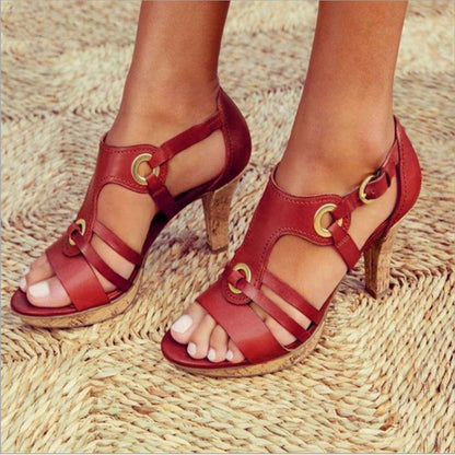 Women's High-heeled Sandals With Round Toe