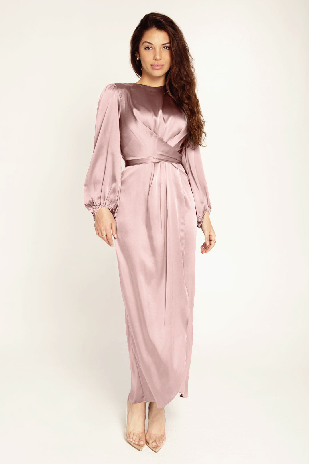 Loriya Feminine Tunic Dress, European And American Dubai Satin Dress