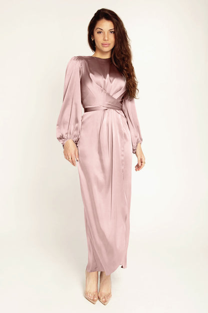 Loriya Feminine Tunic Dress, European And American Dubai Satin Dress