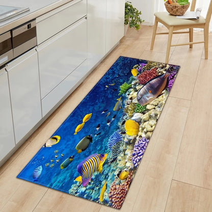 Modern Kitchen Mat Long Strip Bedroom Entrance Doormat 3D Pattern