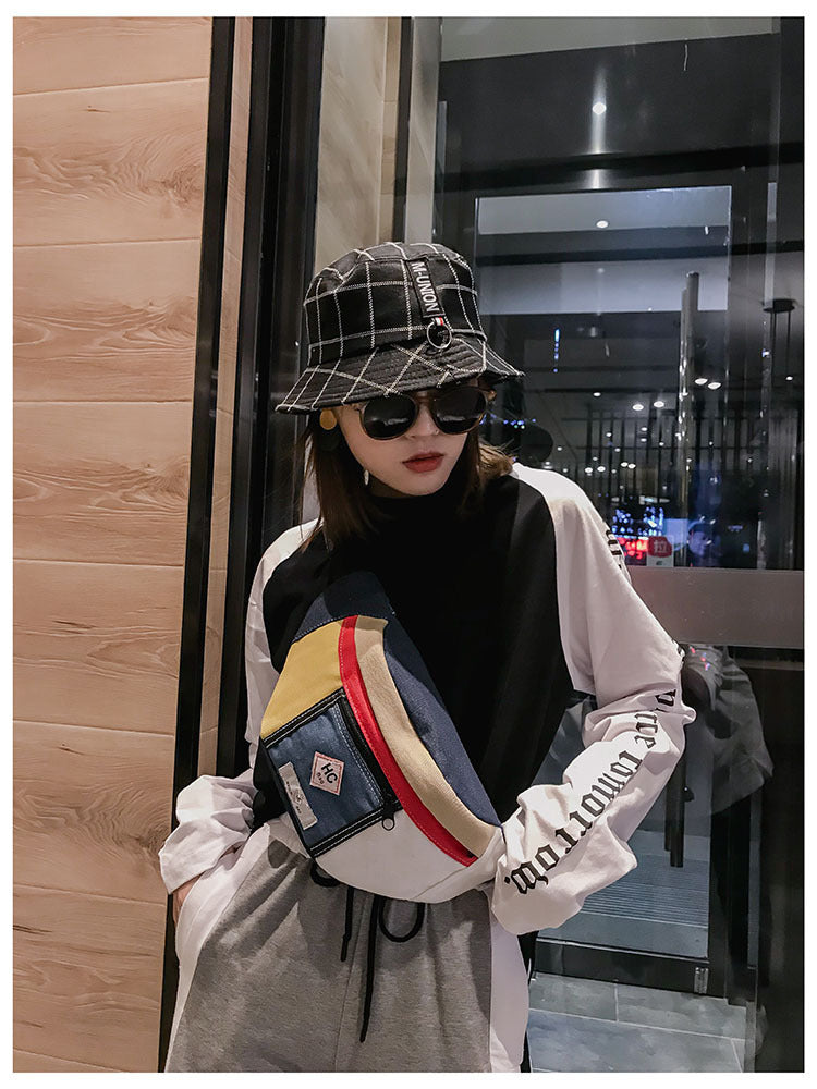 Contrast canvas bag mini sports chest