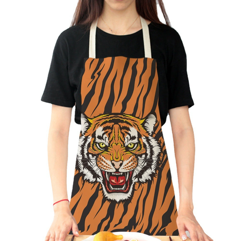 Simple Cartoon Tiger Cotton And Linen Apron Home