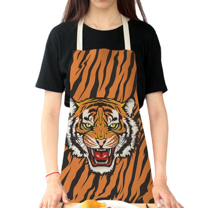 Simple Cartoon Tiger Cotton And Linen Apron Home