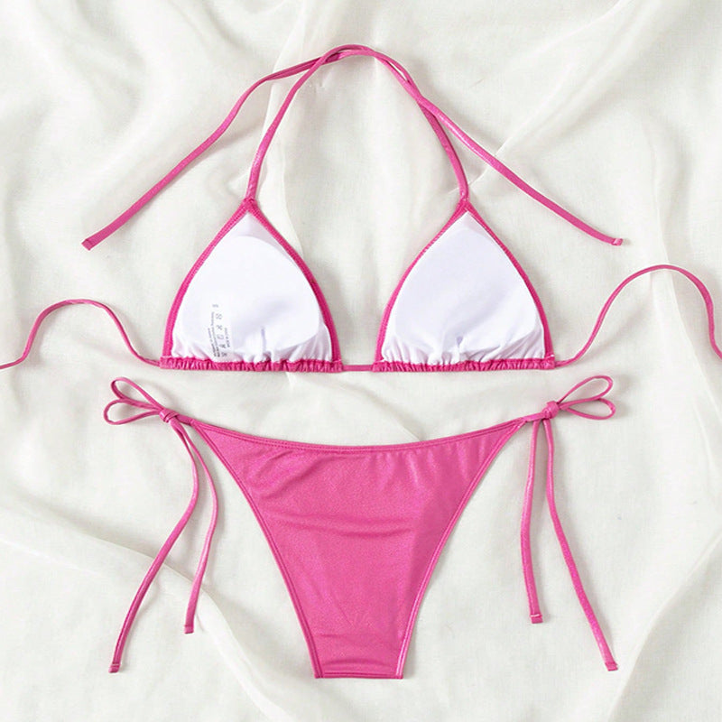 Pure Color Tied Beach Sexy Bikini Hot Spring Split Swimsuit Female Bikini