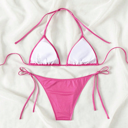 Pure Color Tied Beach Sexy Bikini Hot Spring Split Swimsuit Female Bikini