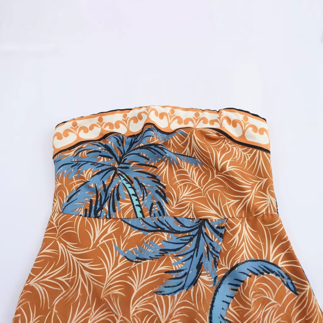 Strapless collar asymmetrical sleeveless short skirt dress for women