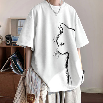 Men's New Fashion Cat Print Top