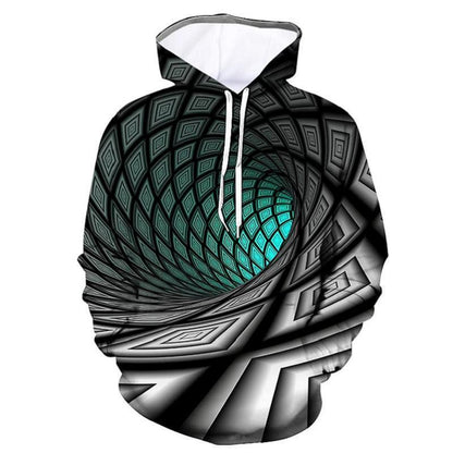 3d Plus Size Swirl Print Long-sleeved Hoodie Men's Sweater