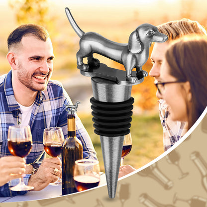 A Dachshund-shaped Red Wine Stopper, A Household Wine Champagne Stopper, An Interesting Dachshund Dog Wine Stopper, Suitable For Men And Women's Birthday Gifts, Halloween, Christmas, Father's Day, Mot