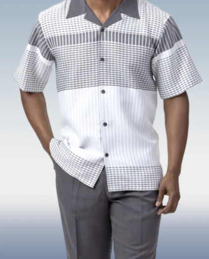 Large Men's Short-sleeved Lapel Shirt Casual Trousers Suit