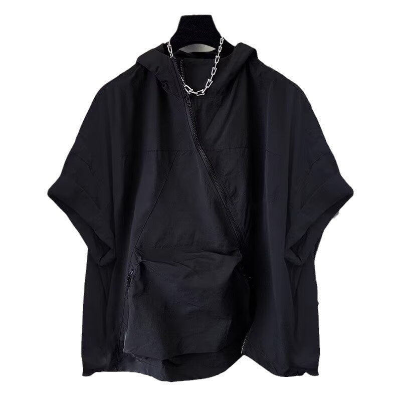 Men's Summer Zipper Design Hooded Short-sleeved T-shirt