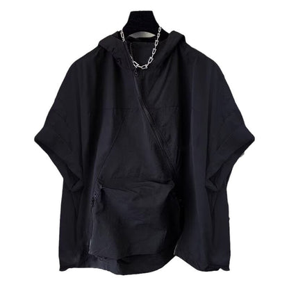 Men's Summer Zipper Design Hooded Short-sleeved T-shirt