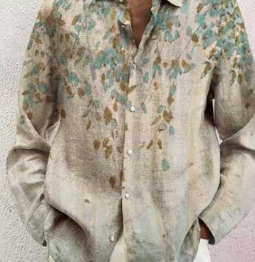 Fall Lapels 3D Printed Casual Slim-fitting Type Youth Long Sleeve Shirt