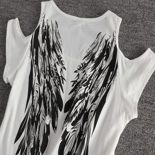 Wing print strapless T-shirt
