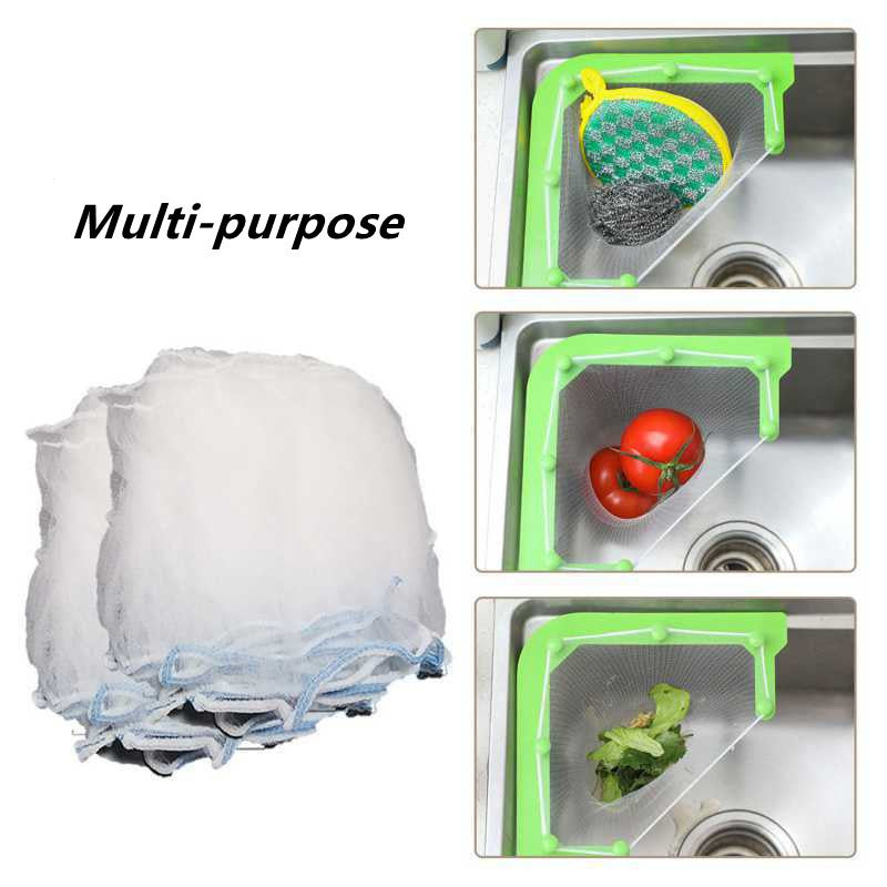 Kitchen Sink Triangle Hanging Net Storage Drain Rack Leftovers Soup Water Filter