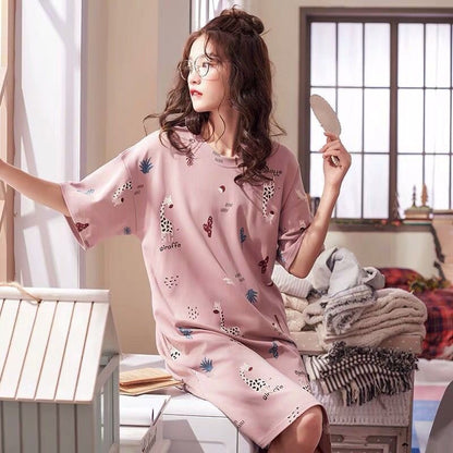Nightdress Short Sleeve Ladies Summer Homewear Set