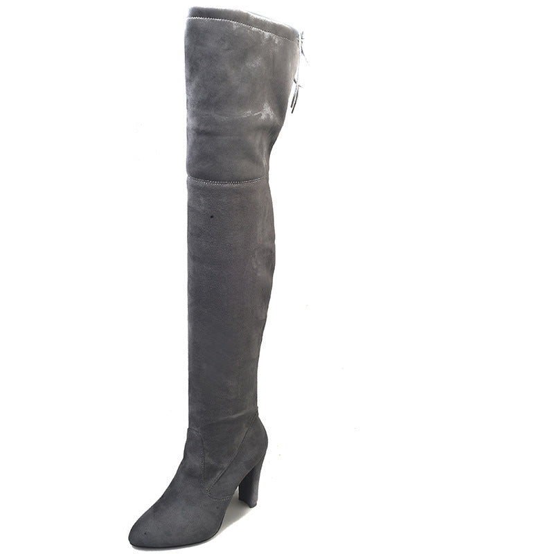 European And American Pointed Thick Heel Over The Knee Boots Stretch Boots Women