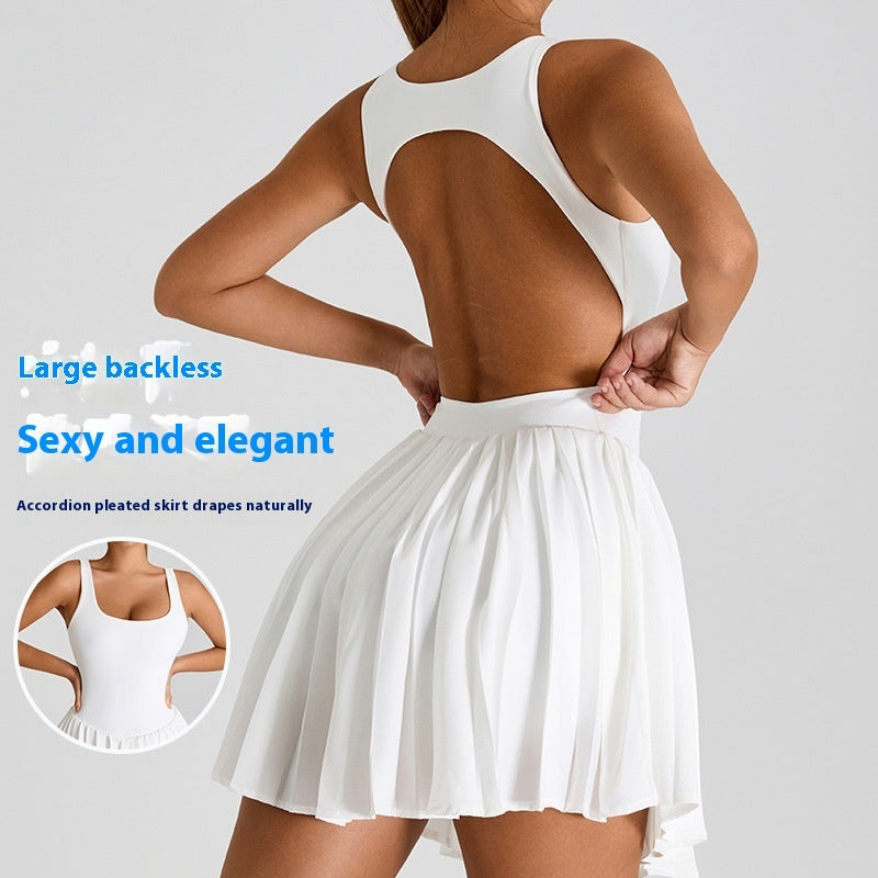 Backless Back-beautifying Sports Dress Women's Anti-exposure Yoga Skirt