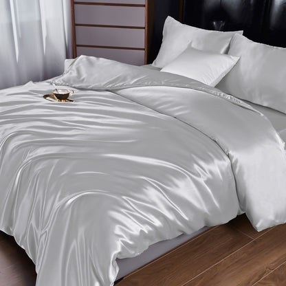 Pure Color Satin Silk-like Four-piece Set